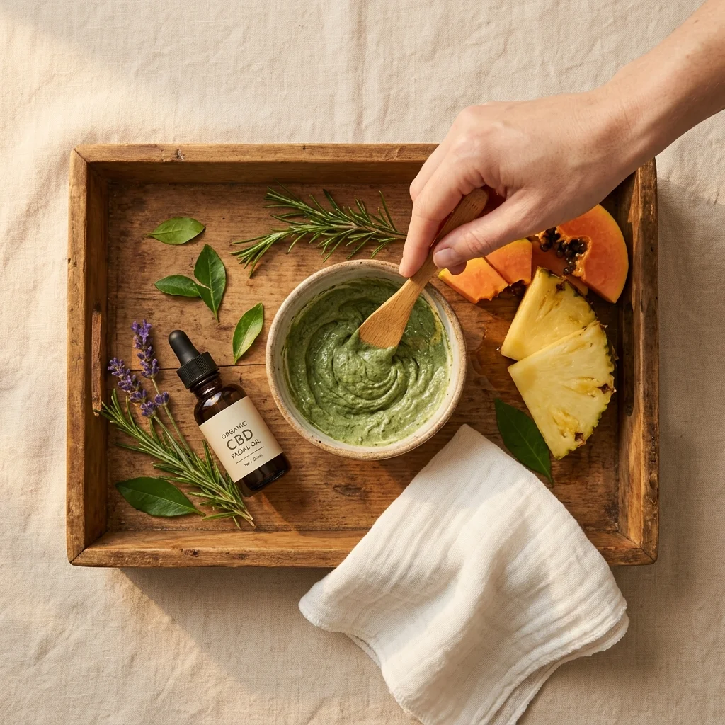 Organic facial ingredients at Desert Bloom — farm-sourced botanicals and CBD oil