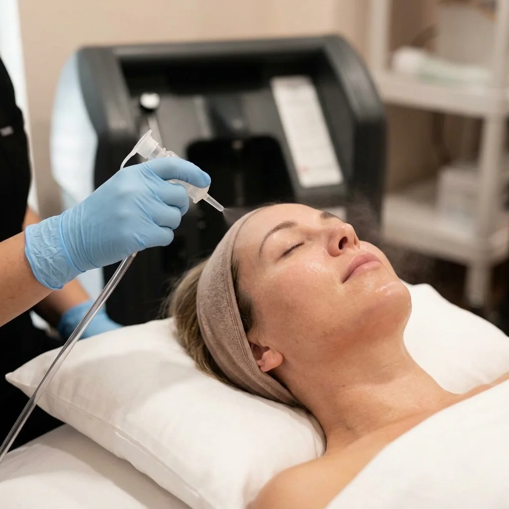 Oxygen facial treatment in Scottsdale — ECHO2Plus delivering pure oxygen and vitamins to skin